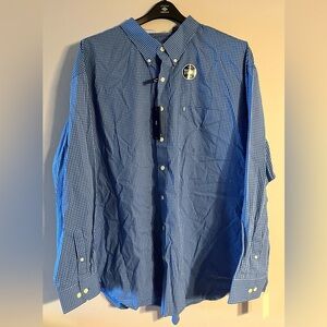 NWT, IZOD Men’s Premium Essentials Long Sleeve Button Down Shirt, Size 4XL, Blue